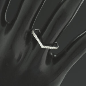 9ct White Gold Diamond Wish Bone Ring