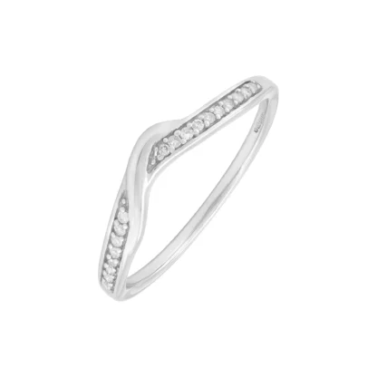 9ct White Gold Wishbone Diamond Ring - Image 5