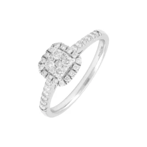 9ct White Gold 0.35ct Diamond Cluster Ring