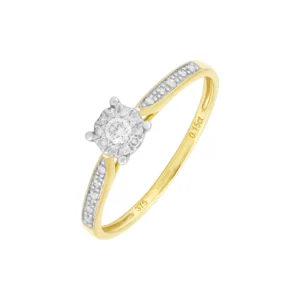 9ct Yellow Gold 0.15ct Diamond Cluster Ring