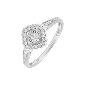 9ct White Gold 0.20ct Diamond Cluster Ring