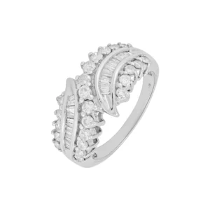 9ct White Gold 1.00 Diamond Cross Over Ring