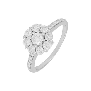 9ct White Gold 1.00ct Diamond Cluster Ring