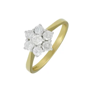 18ct Yellow Gold 1.00ct Diamond Daisy Ring