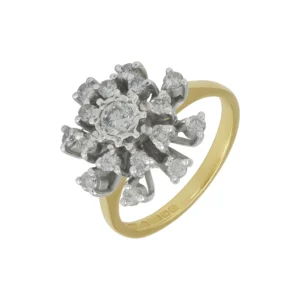 18ct Yellow Gold 0.45ct Diamond Cluster Ring