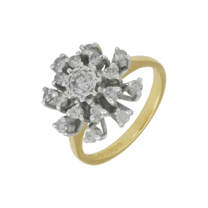 18ct Yellow Gold 0.45ct Diamond Cluster Ring