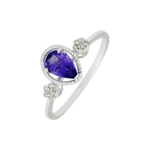 18ct White Gold Amethyst And Diamond Ring