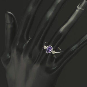 18ct White Gold Amethyst And Diamond Ring