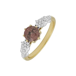 18ct Yellow Gold Pink Tourmaline And Diamond Ring