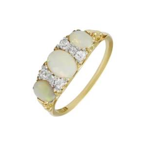 18ct Yellow Gold Opal And Diamond Ring