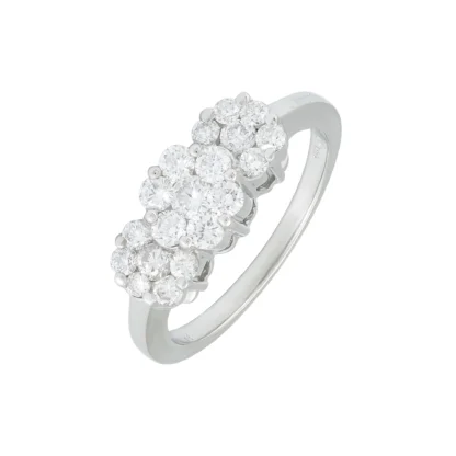 14ct White Gold 1.00ct Diamond Cluster Ring