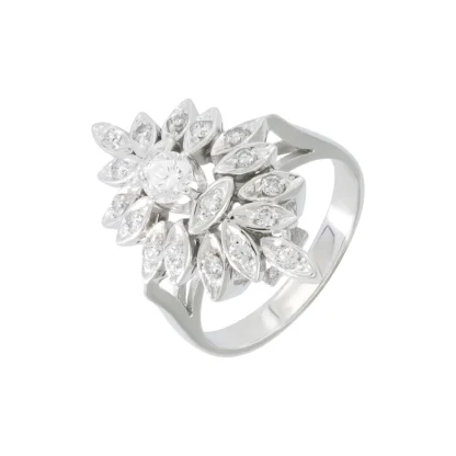 14ct White Gold Fancy Petal 0.40ct Diamond Cluster Ring