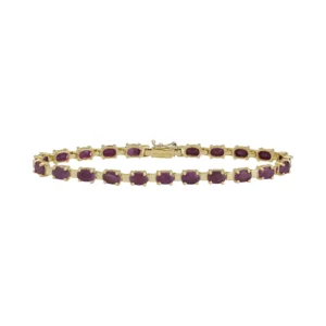 14ct Yellow Gold Ruby Line Bracelet 7.5&#8243; 5mm