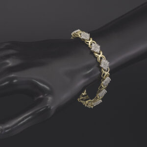 10ct Yellow Gold 1.32ct Diamond Cluster Bracelet 7″ 9mm