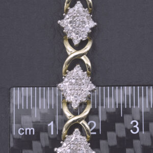 10ct Yellow Gold 1.32ct Diamond Cluster Bracelet 7″ 9mm
