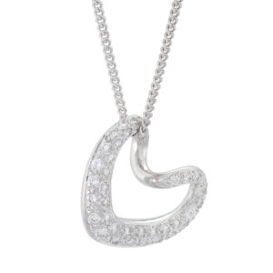 18ct White Gold 0.35ct Diamond Heart Necklace 18&#8243;