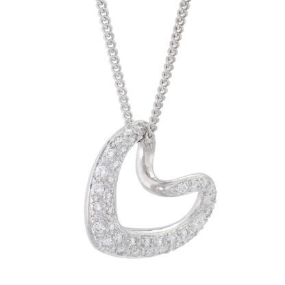 18ct White Gold 0.35ct Diamond Heart Necklace 18"