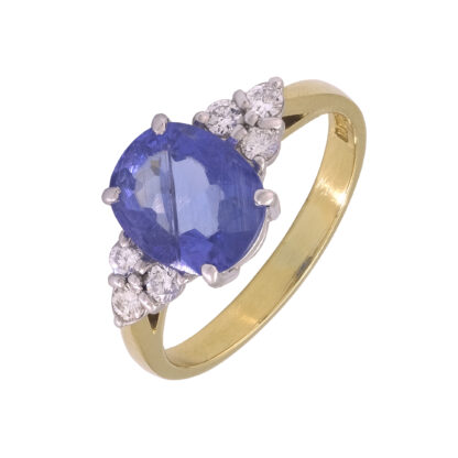 18ct Yellow Gold 0.20ct Diamond And 1.80ct Tanzanite Ring