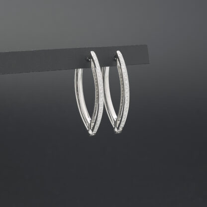 18ct White Gold 0.20ct Diamond Creole Earrings - Image 4