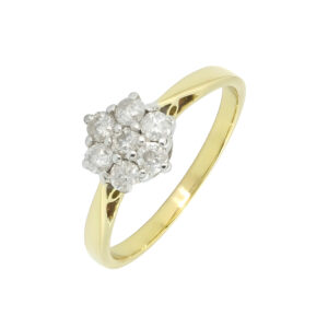 18ct Yellow Gold 0.50ct Diamond Flower Cluster Ring