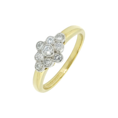 18ct Yellow Gold 0.20ct Diamond Cluster Ring