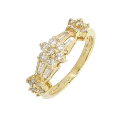 18ct Yellow Gold 0.50ct Diamond Triple Daisy Ring