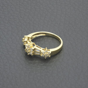 18ct Yellow Gold 0.50ct Diamond Triple Daisy Ring