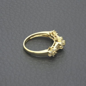 18ct Yellow Gold 0.50ct Diamond Triple Daisy Ring