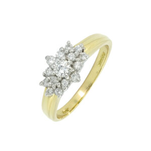 18ct Yellow Gold 0.31ct Diamond Cluster Ring