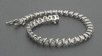 9ct White Gold 0.80ct Diamond Bracelet 7" 5.5mm - Image 3