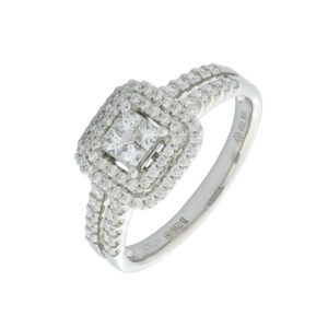 18ct White Gold 0.73ct Diamond Double Halo Ring