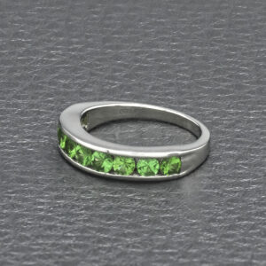 Platinum 1.15ct Diopside Emerald Half Eternity Ring
