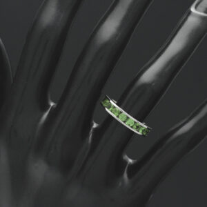 Platinum 1.15ct Diopside Emerald Half Eternity Ring