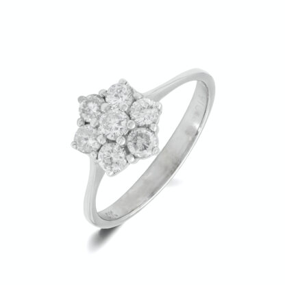 18ct White Gold 0.75ct Diamond Daisy Cluster Ring