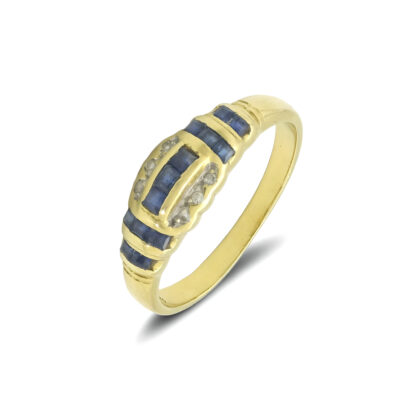 18ct Yellow Gold Diamond And Sapphire Vintage Ring