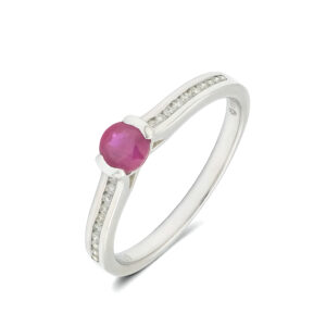 18ct White Gold Diamond and Ruby Ring