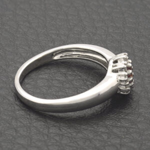 18ct White Gold 0.15ct Diamond And Ruby Cluster Ring