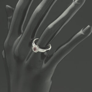 18ct White Gold 0.15ct Diamond And Ruby Cluster Ring