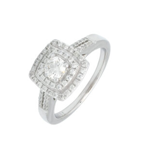 18ct White Gold 0.52ct Diamond Halo Ring