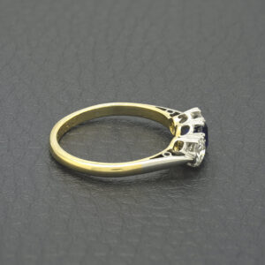 18ct Yellow Gold 0.50ct Diamond &#038; 0.40ct Sapphire 3 Stone Ring