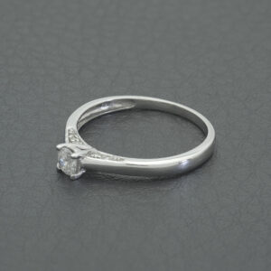 9ct White Gold Diamond Solitaire Ring With Side Set Shoulder&#8217;s