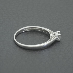 9ct White Gold Diamond Solitaire Ring With Side Set Shoulder&#8217;s