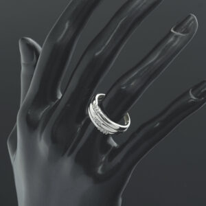 9ct White Gold 0.05ct Diamond Triple Row Ring