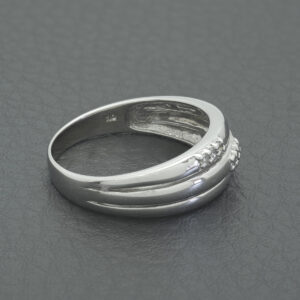 9ct White Gold 0.05ct Diamond Triple Row Ring