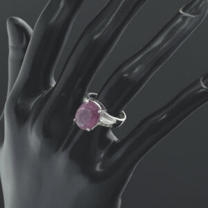 9ct White Gold 5.34ct Ruby &#038; 0.06ct Diamond Set Shoulder&#8217;s Ring