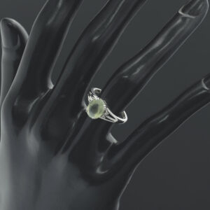 9ct White Gold 0.04ct Diamond &#038; Green Quartz Set Shoulders Ring