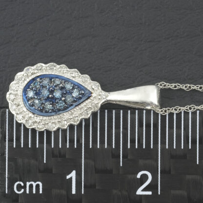 9ct White Gold Blue Diamond & Diamond Cluster Necklace - Image 2