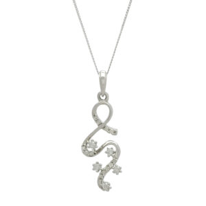 9ct White Gold 0.14ct Diamond Dropper Necklace 18&#8243;