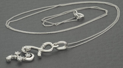9ct White Gold 0.14ct Diamond Dropper Necklace 18" - Image 4