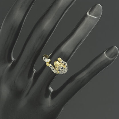 9ct Yellow Gold Sapphire & Diamond Panther Ring - Image 2